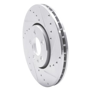 Audi A1 Brake Rotor (1) - Front Right - R1 Concepts - Drilled & Slotted - Silver - `98-`18